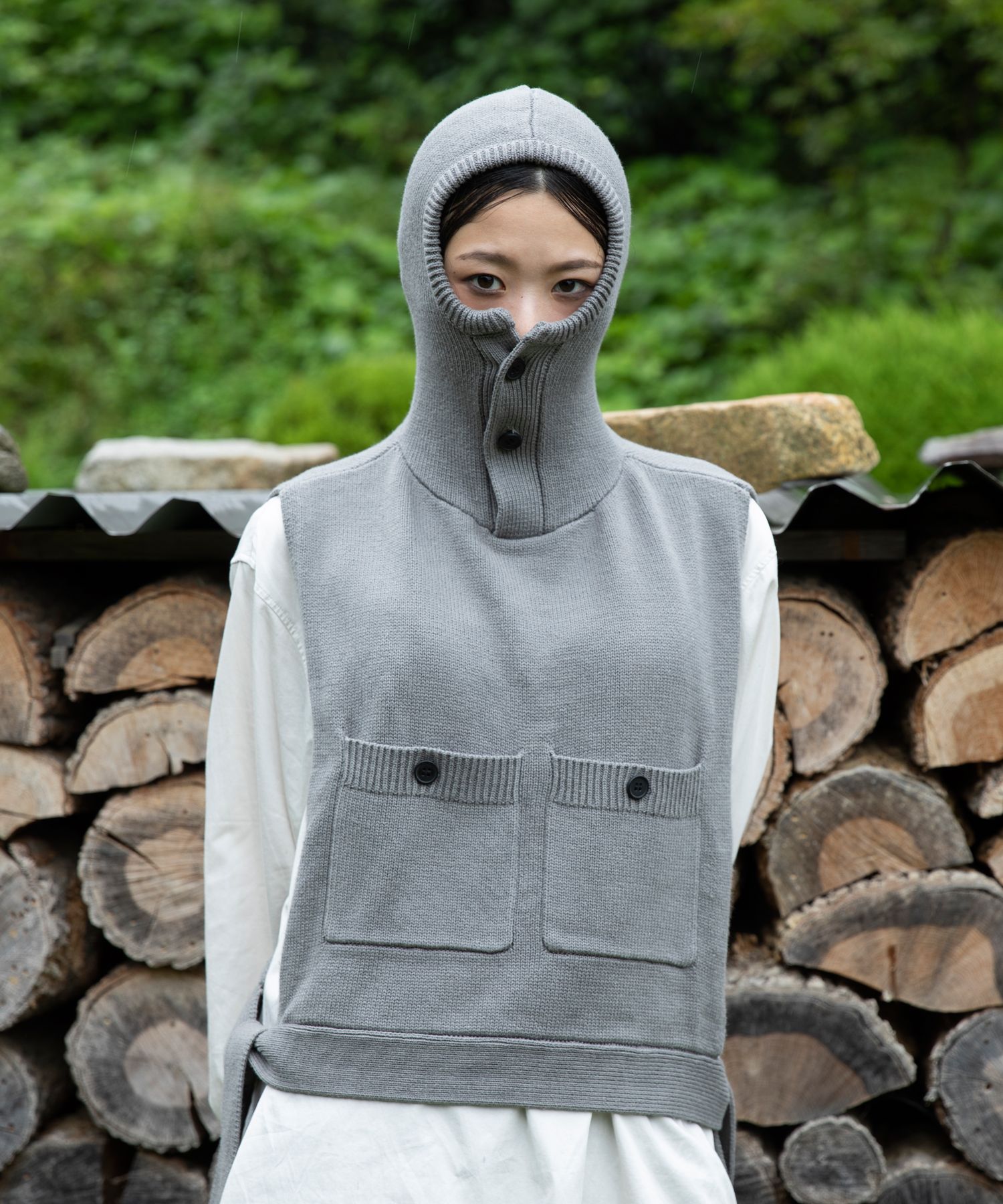 MUSINSA公式 | GLACK GNT013バラクラバニットベスト（GRAY）