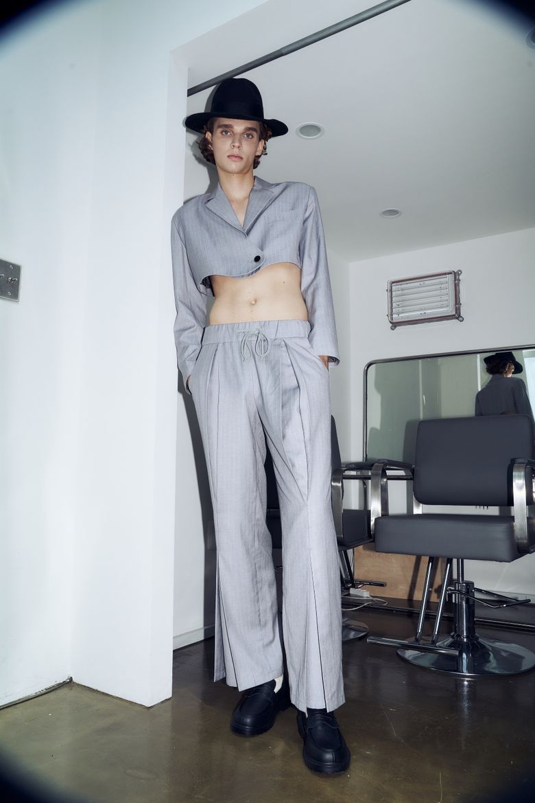 롱 와이드 스트라이프 팬츠