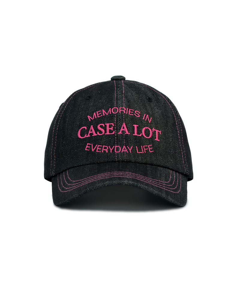 Denim stitch ball cap - black
