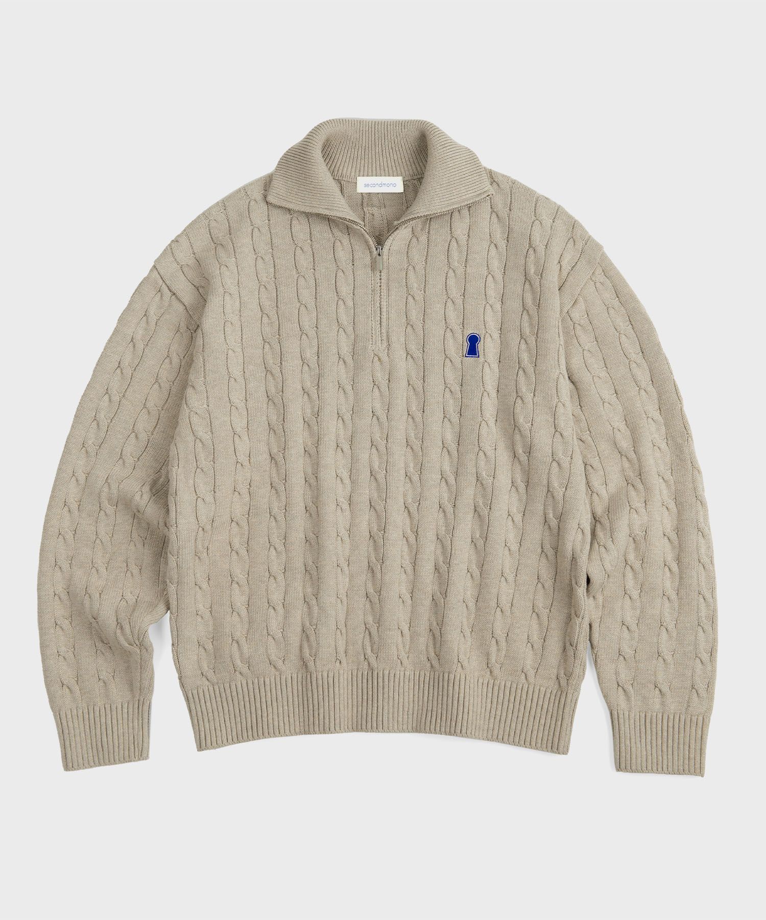 MUSINSA公式 | SECONDMONO Heavyweight Keyhole Cable Half Zip