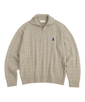 Heavyweight Cable Half Zip Knit [OATMEAL]_COOSKT042OATMEAL