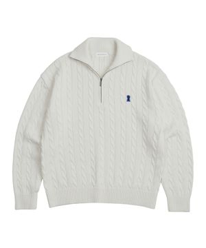 Heavyweight Cable Half Zip Knit [IVORY]_COOSKT042IVORY