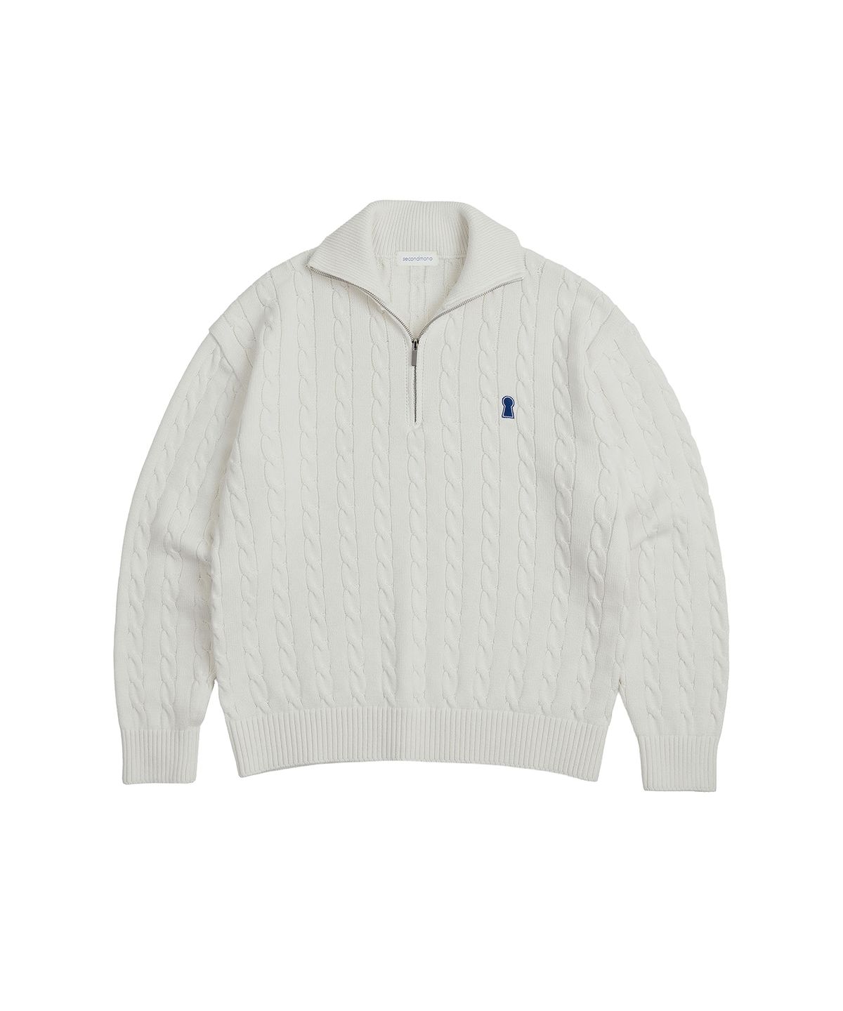 세컨모놀로그(SECONDMONO) Heavyweight Cable Half Zip Knit [IVORY]_COOSKT042IVORY