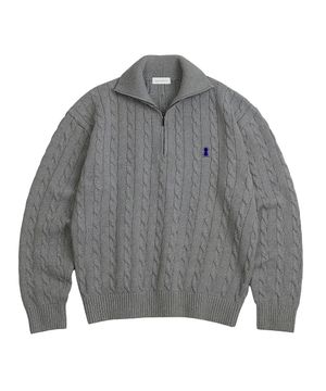 Heavyweight Cable Half Zip Knit [GRAY]_COOSKT042GRAY