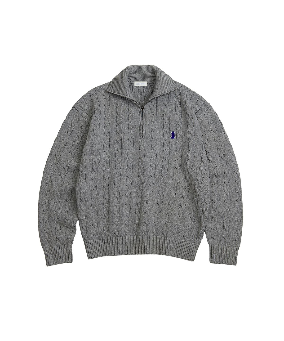 세컨모놀로그(SECONDMONO) Heavyweight Cable Half Zip Knit [GRAY]_COOSKT042GRAY