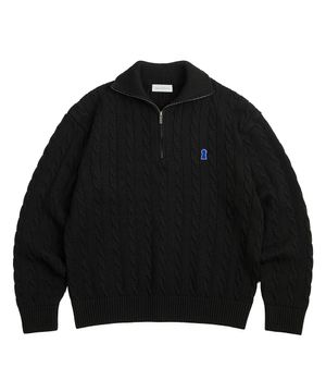 Heavyweight Cable Half Zip Knit [BLACK]_COOSKT042BLACK