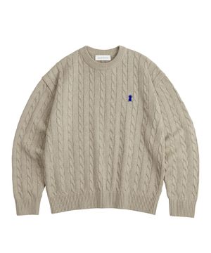 Heavyweight Cable Crew Neck Knit [OATMEAL]_COOSKT040OATMEAL