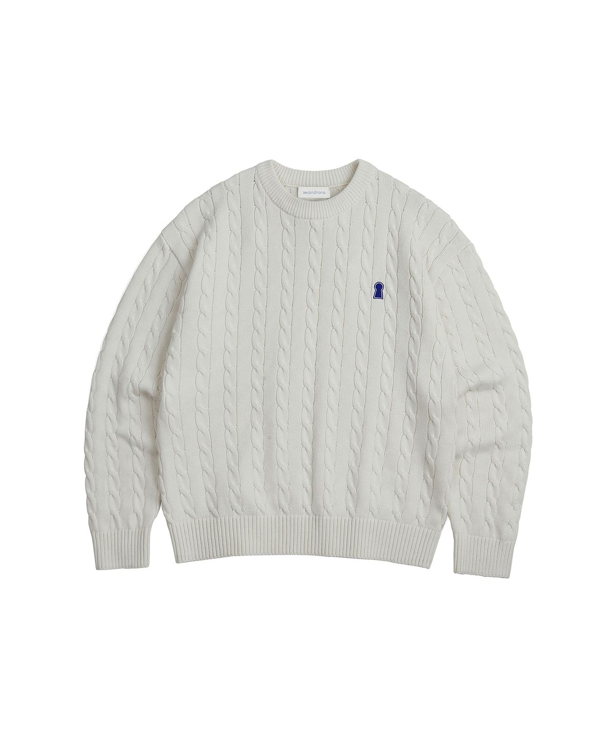 세컨모놀로그(SECONDMONO) Heavyweight Cable Crew Neck Knit [IVORY]_COOSKT040IVORY