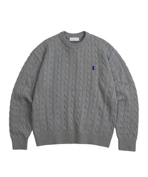 Heavyweight Cable Crew Neck Knit [GRAY]_COOSKT040GRAY