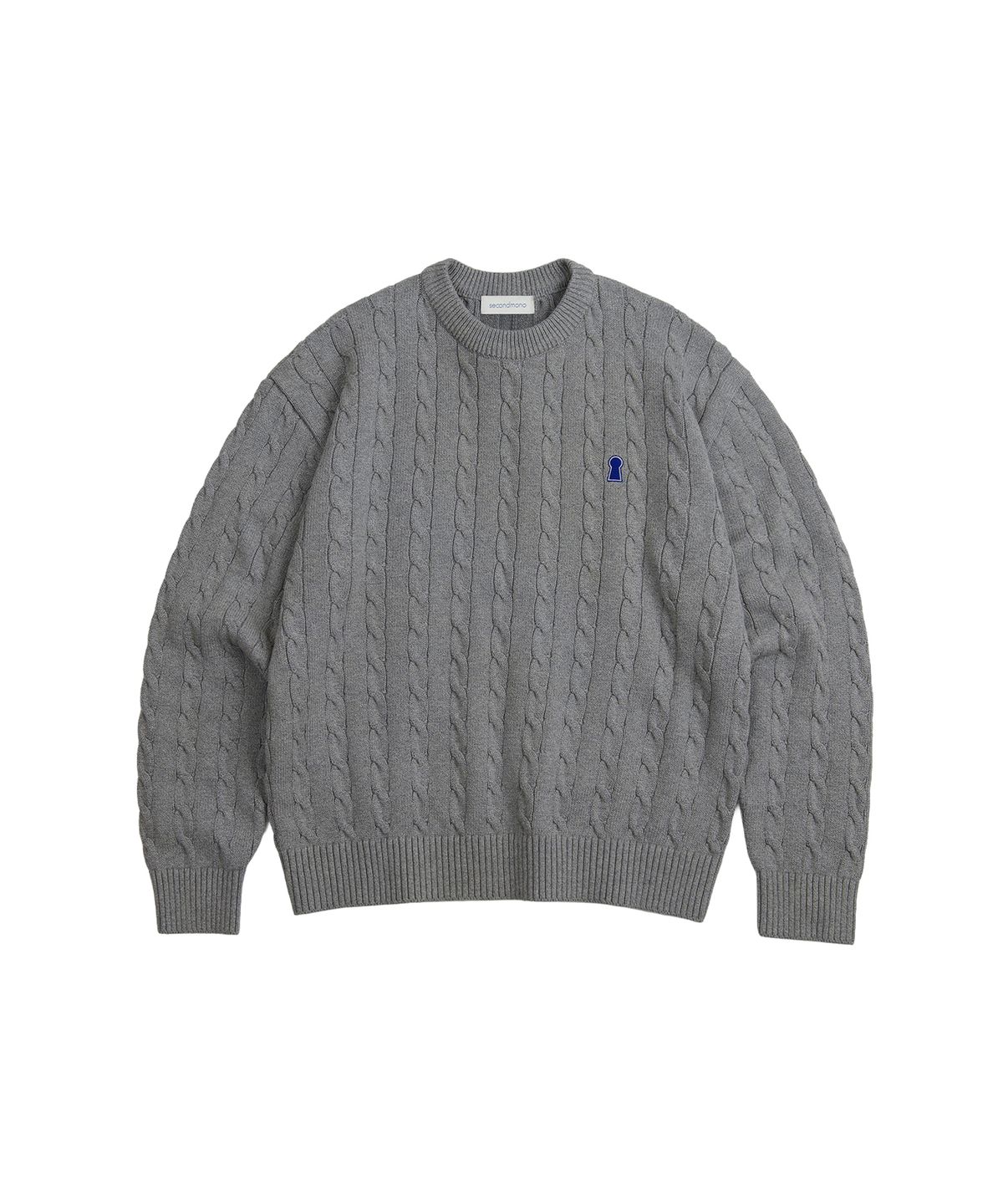 세컨모놀로그(SECONDMONO) Heavyweight Cable Crew Neck Knit [GRAY]_COOSKT040GRAY