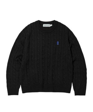 Heavyweight Cable Crew Neck Knit [BLACK]_COOSKT040BLACK