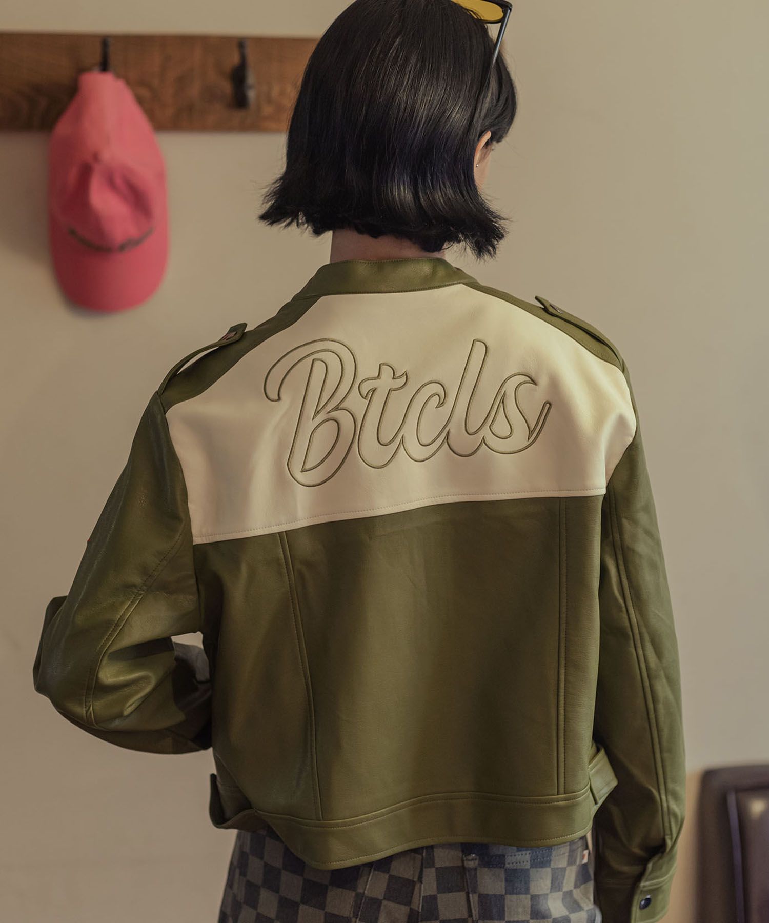 MUSINSA | BITTERCELLS Eco Leather Racing Jacket - Olive