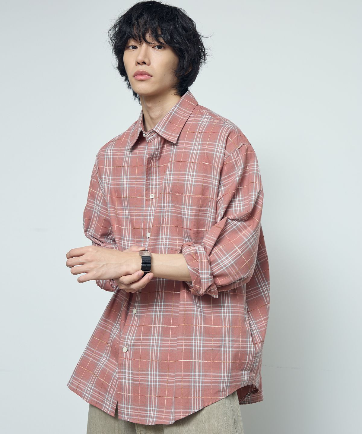발루트(BALLUTE) ALL WEATHER OVER SILHOUETTE SHIRTS (PINK CHECK)