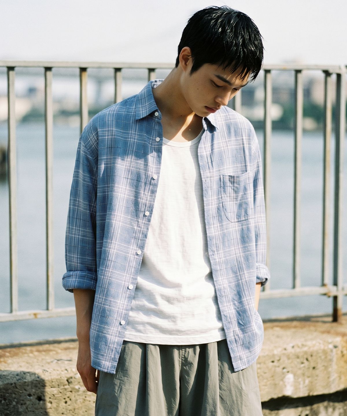발루트(BALLUTE) ALL WEATHER OVER SILHOUETTE SHIRTS (BLUE CHECK)