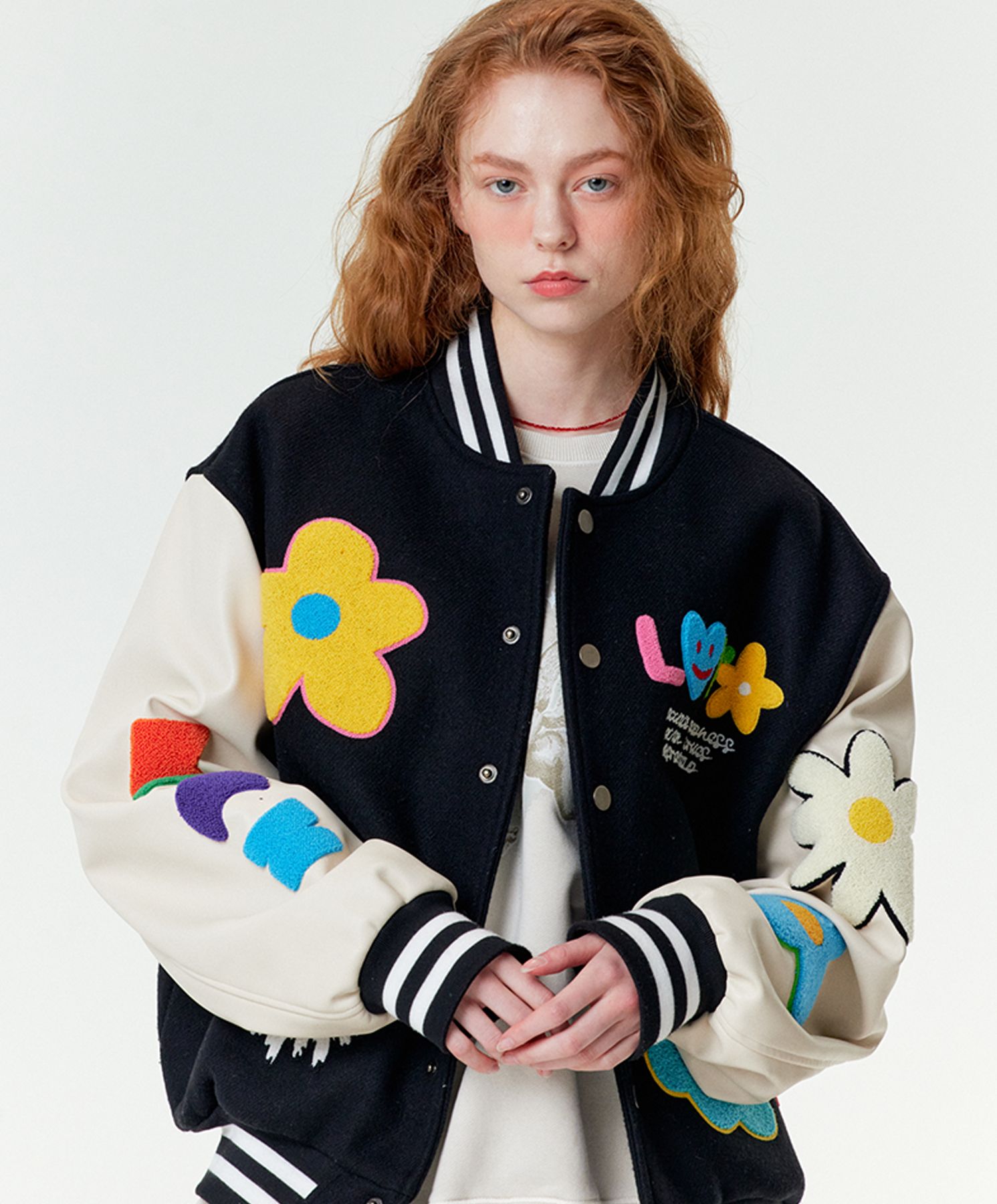 MUSINSA公式 | MISTER CHILD multi-logo varsity jacket