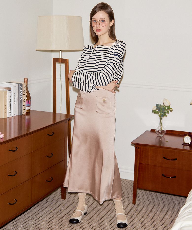 Mermaid Satin Skirt_Beige
