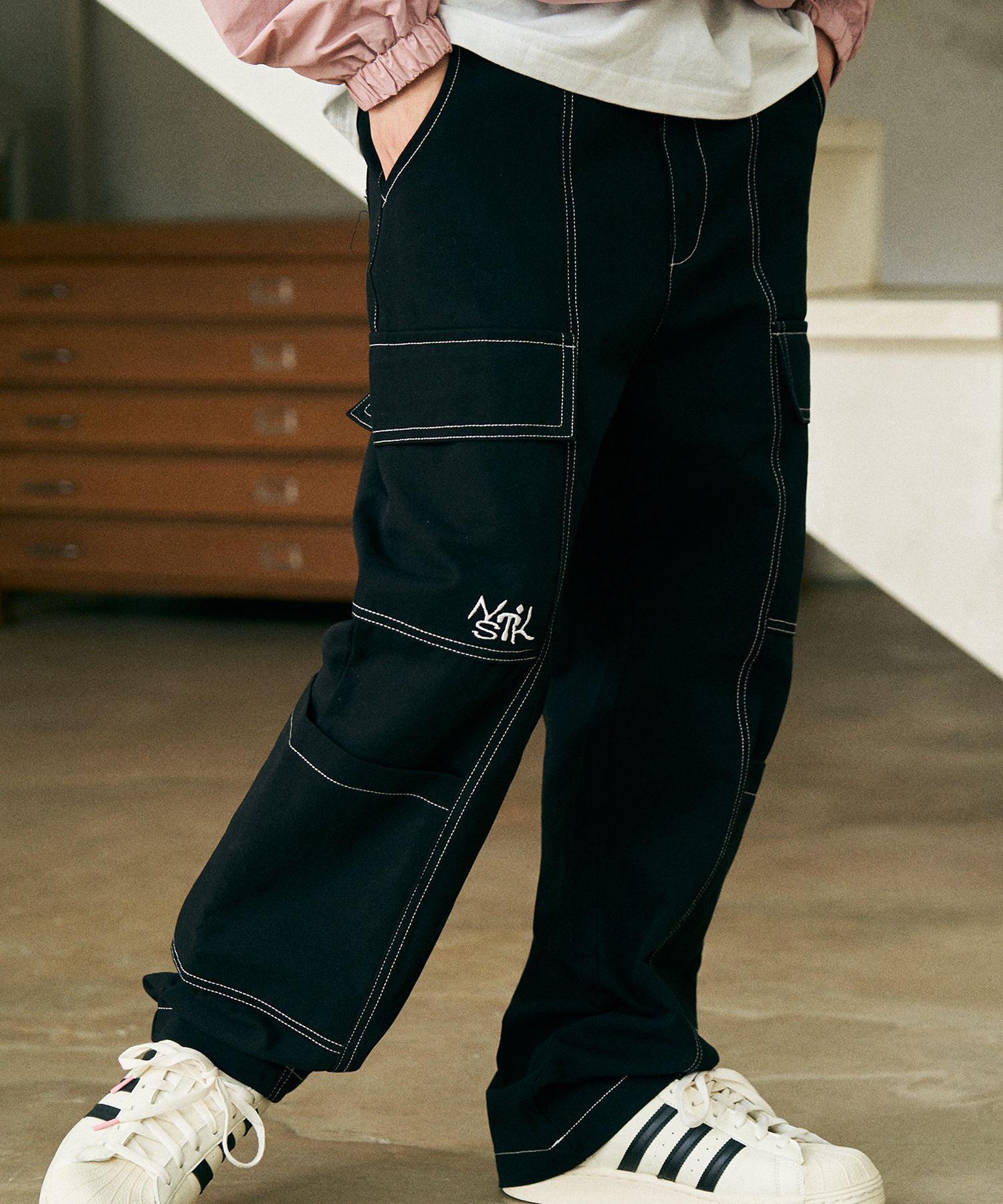 MUSINSA公式 | NASTYKICK [NSTK] Logo Point Cargo Pants (Black