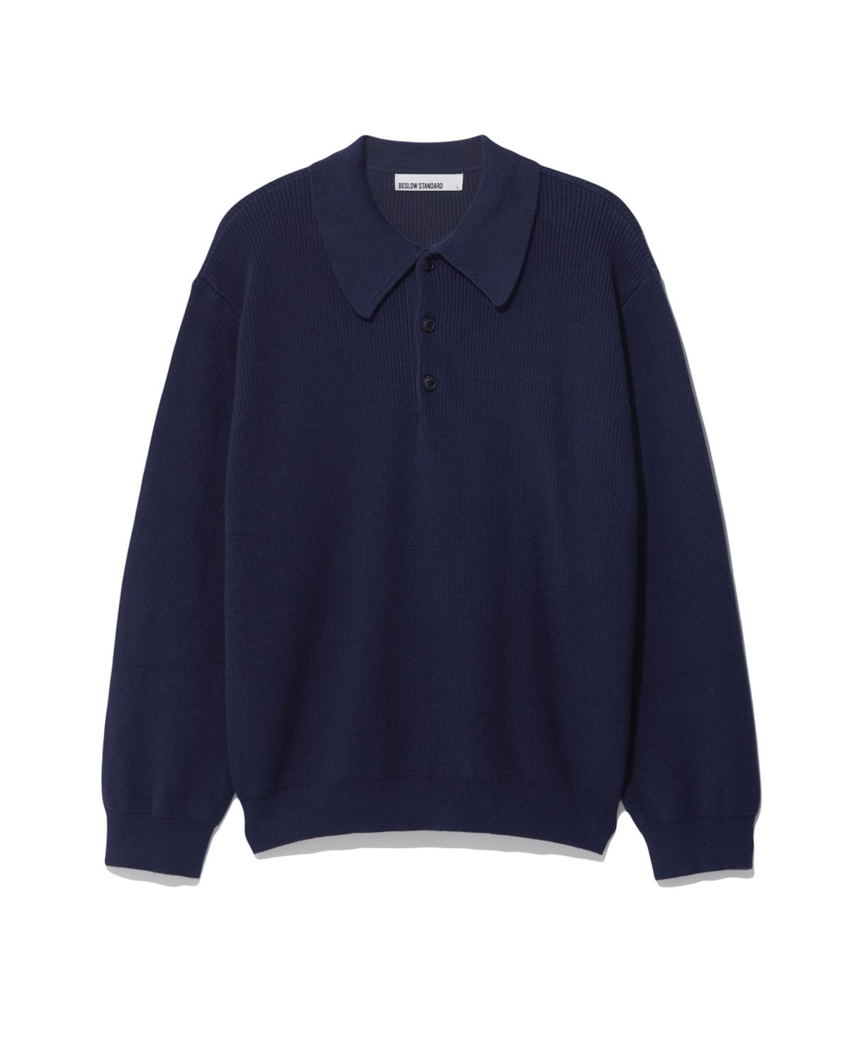 비슬로우(BESLOW) LONG SLEEVE COLLAR KNIT NAVY