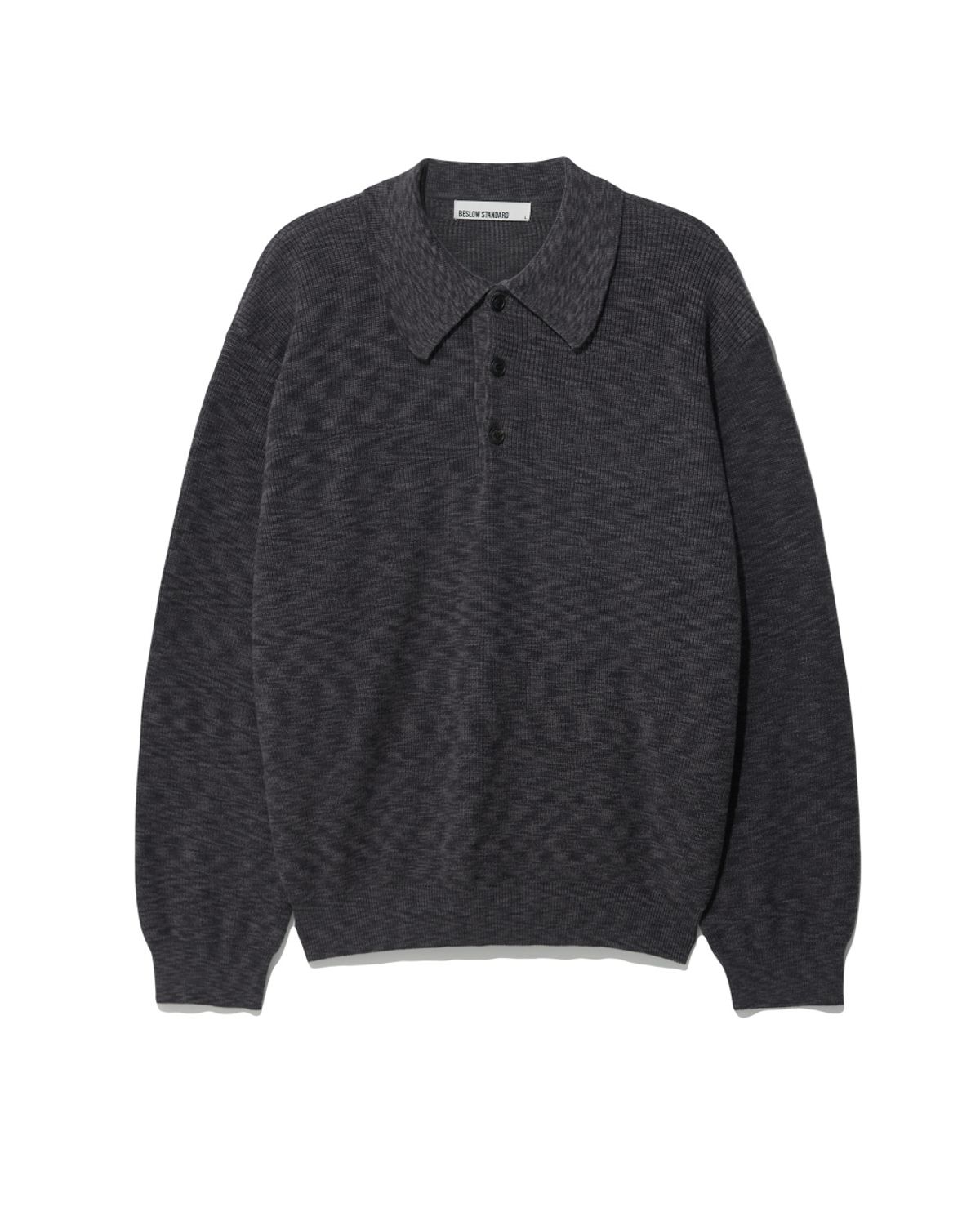 비슬로우(BESLOW) LONG SLEEVE COLLAR KNIT DARK GREY