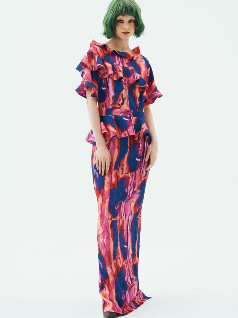 Liquid Ruffle Maxi Dress