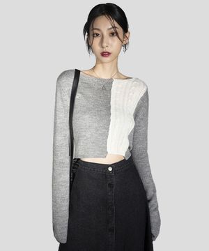 Half Patchwork Knitwear MELANGE