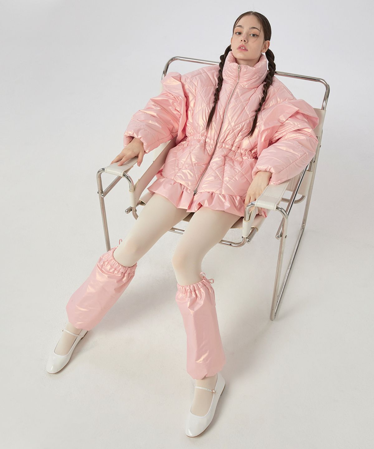 워브먼트(WOVEMENT) Padding Leg Warmer Light Pink WBBFAC004LP
