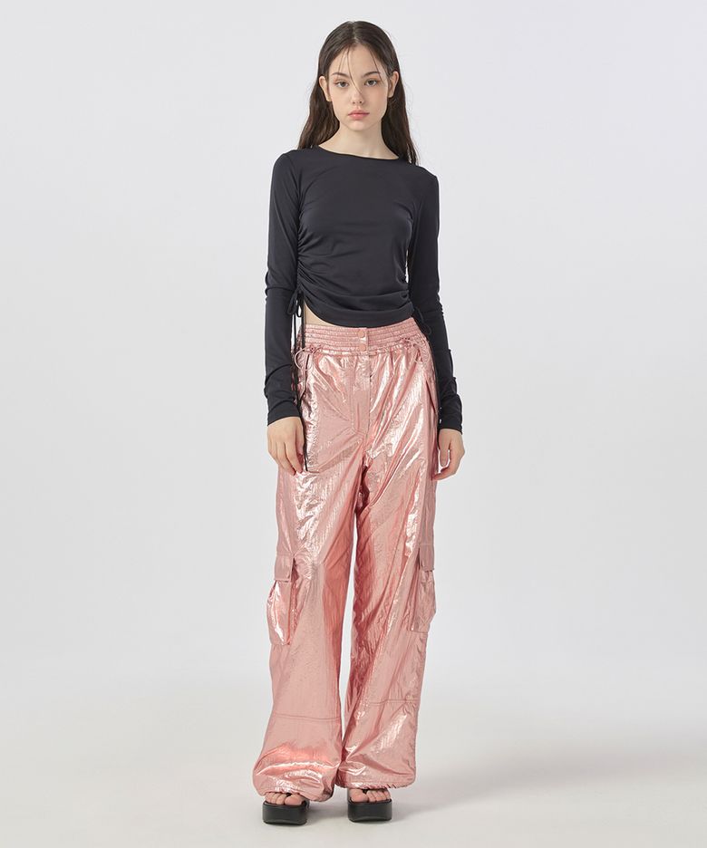 [22FW] Metallic Cargo Padding Pants - Peach