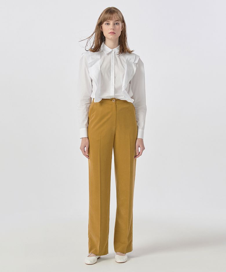 [22FW] Silky Texture Olive Pants - Khaki Beige