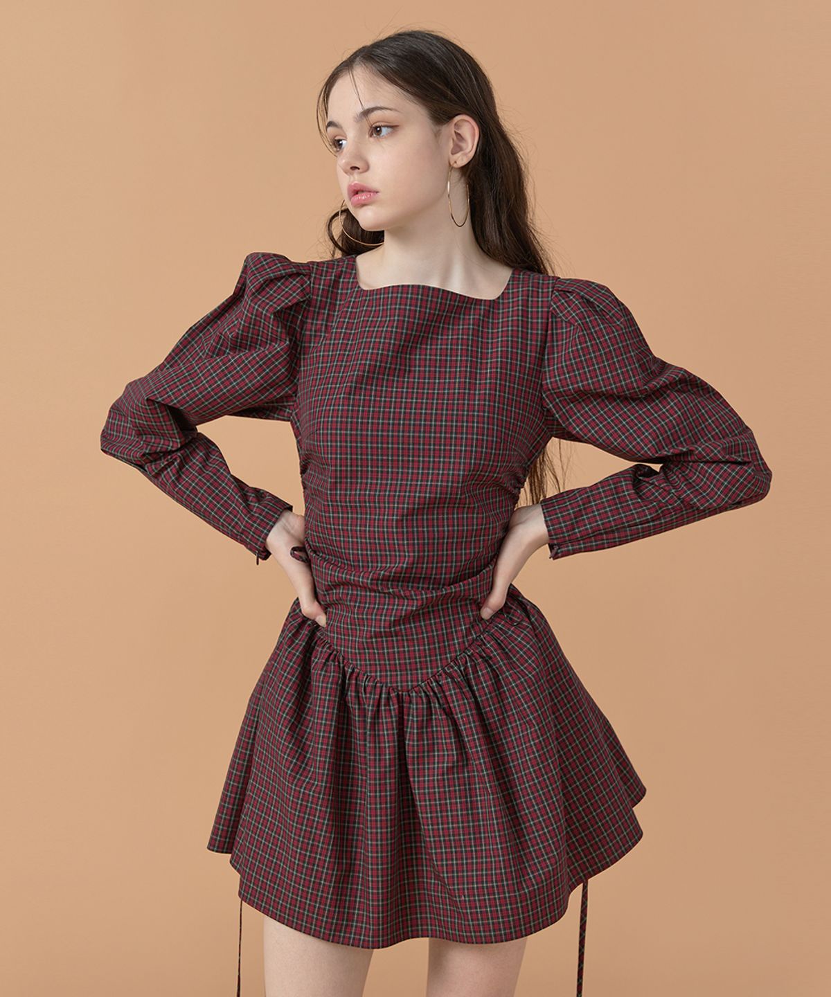 워브먼트(WOVEMENT) [22FW] Ballerina Cotton Dress - Check