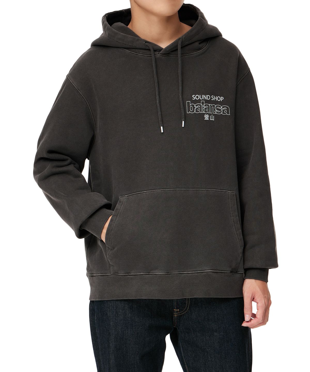 발란사(BALANSA) SSB LOGO GARMENT DYEING HOODIE(BLACK)