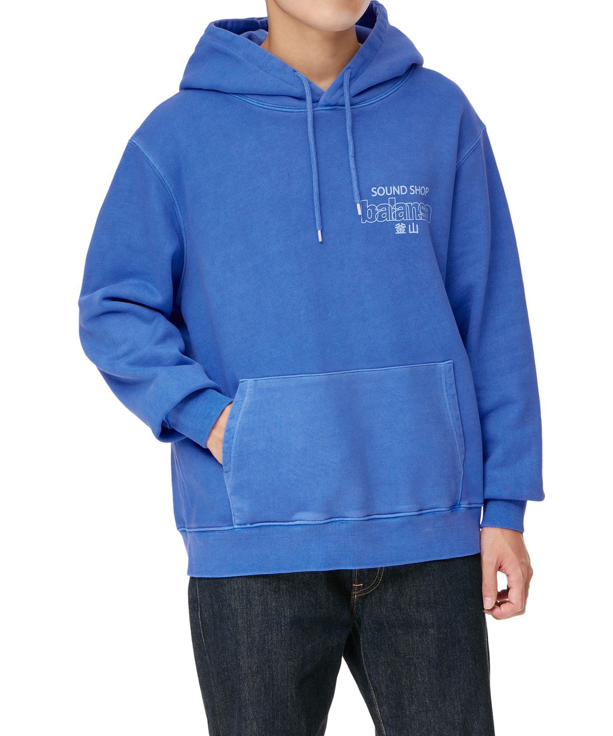 발란사(BALANSA) SSB LOGO GARMENT DYEING HOODIE(BLUE)