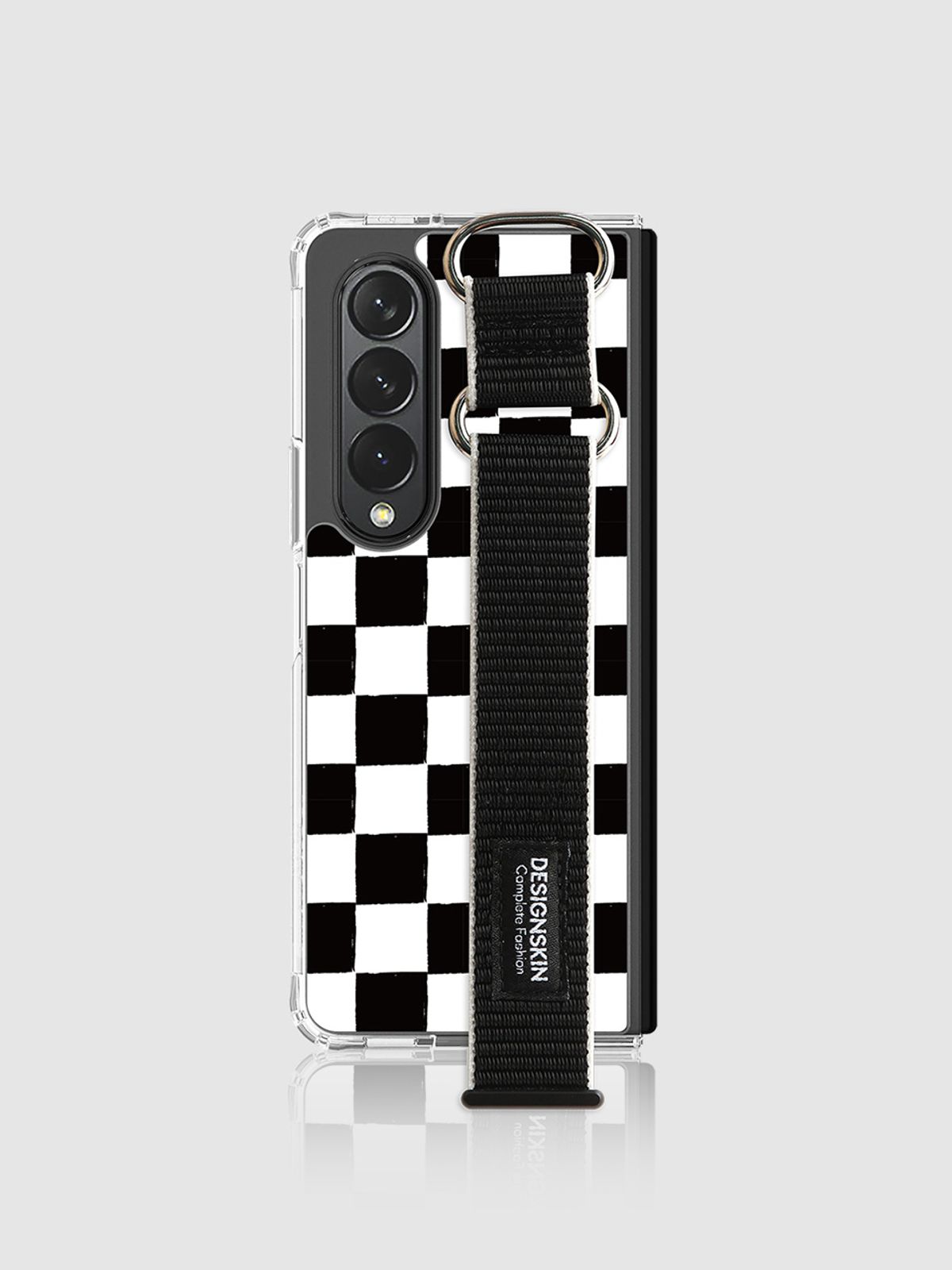 디자인스킨(DESIGNSKIN) 갤럭시Z폴드4 피닉스 프로 스포티스트랩 케이스-체커보드 블랙