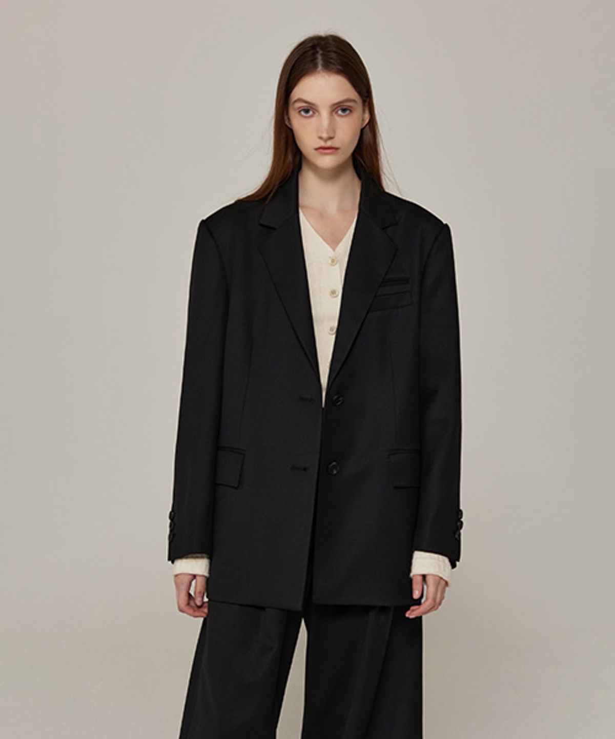 아바몰리(AVA MOLLI) OVERSIZED SINGLE JK (BLACK)