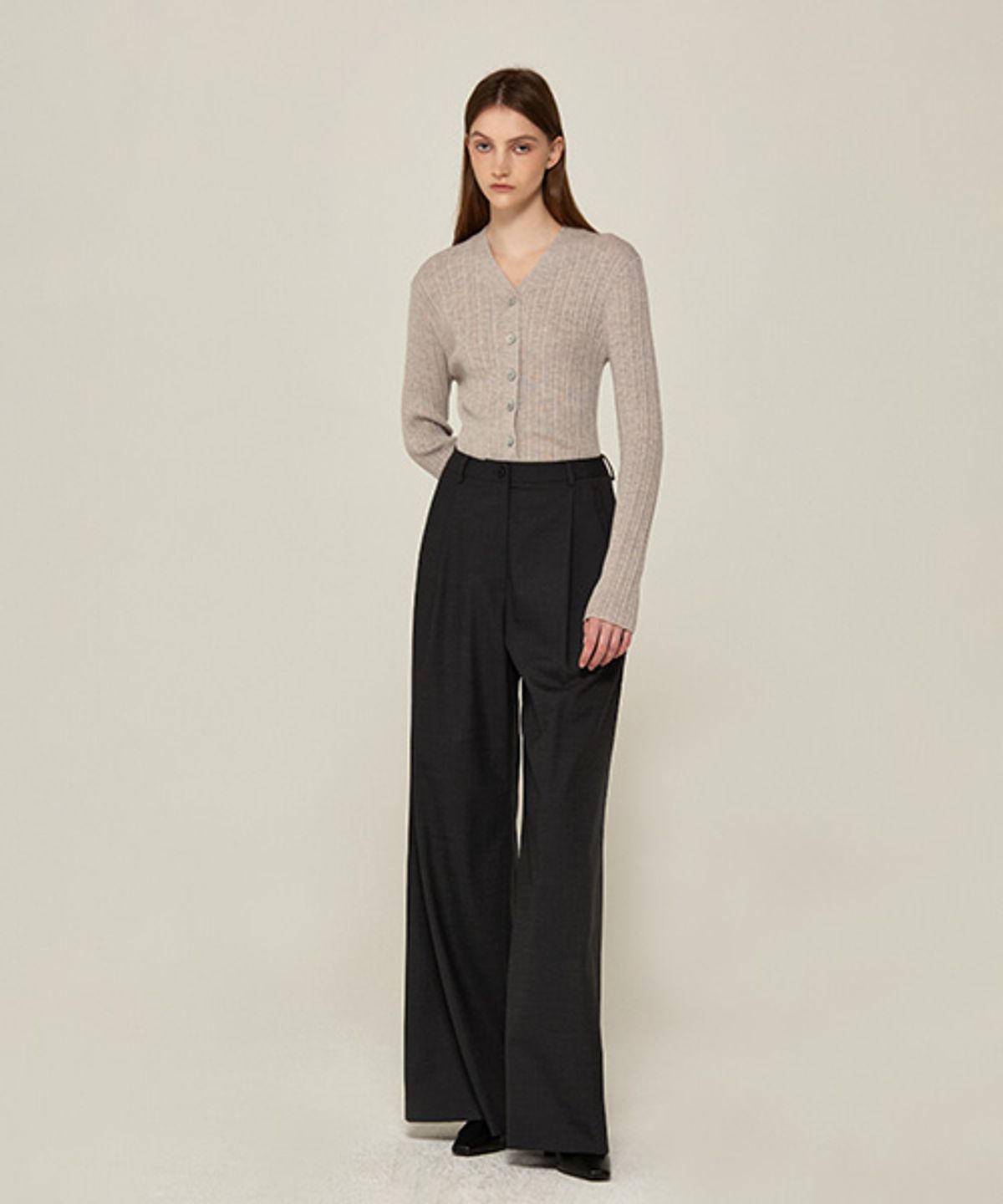 아바몰리(AVA MOLLI) MARTIN ONE-TUCK WIDE PANTS (D/GREY)