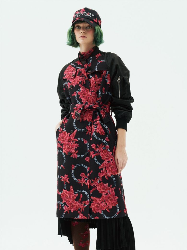 Floral Print Trench Bomber Jacket