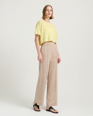 (FM10722)사이드 슬릿 소프트 테리 팬츠_아몬드멜란지