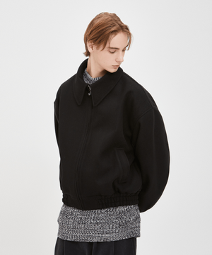 빅카라 울 2-WAY 블루종 - 블랙