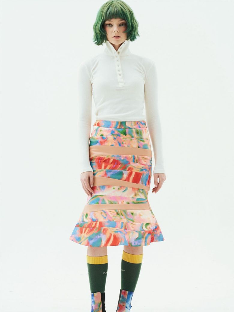 Fitted Mix & Matched Midi Skirt