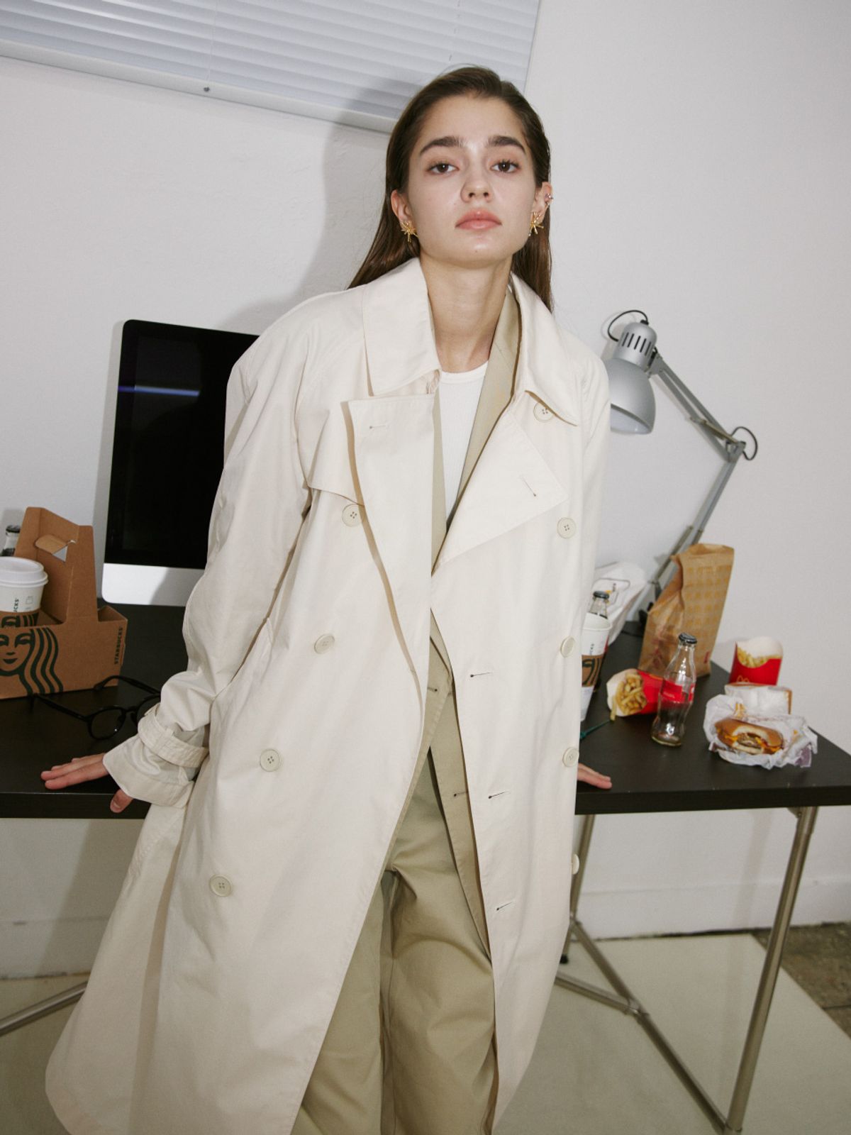스튜(STHU) [Italy Fabric]Light Beige Double Light-Weight Trenchcoat