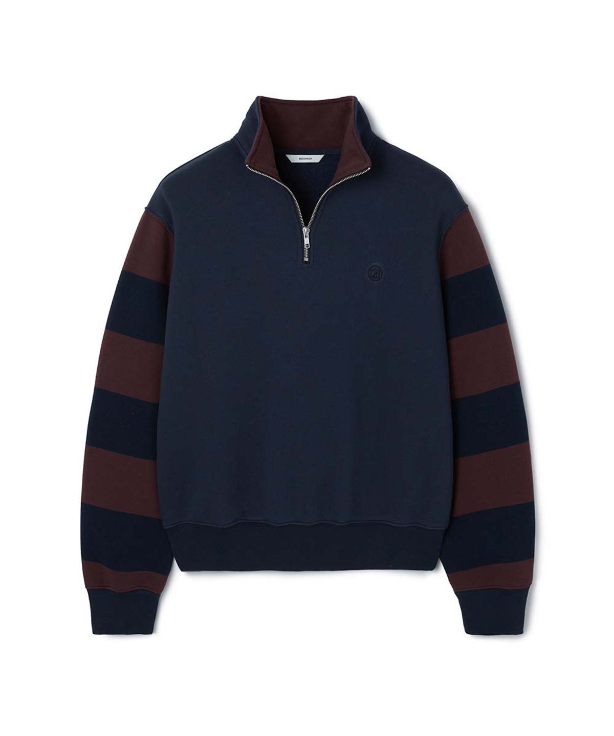 문선(MOONSUN) ESSENTIAL_UNISEX MSS Stripe Half Zip-up Sweatshirt [Wine]