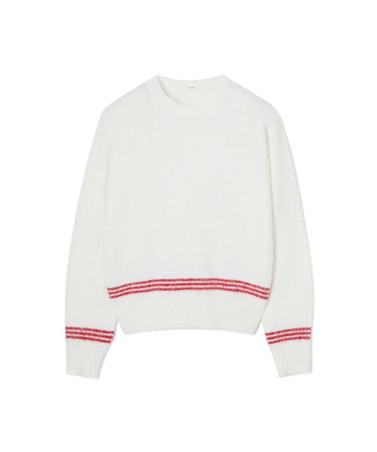 문선(MOONSUN) ESSENTIAL_UNISEX MSS Mohair Blend Stripe Knit [White Red]