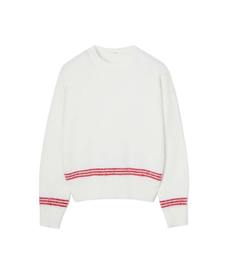 ESSENTIAL_UNISEX MSS Mohair Blend Stripe Knit [White Red]