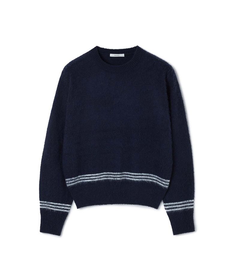 ESSENTIAL_UNISEX MSS Mohair Blend Stripe Knit [Navy]