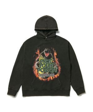 포이즌 워싱  프린팅 후드티_블랙