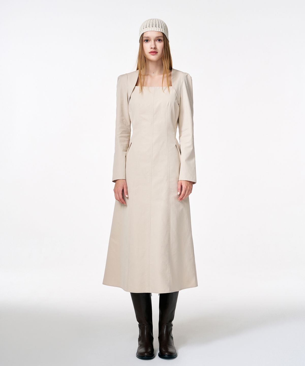 에트몽(ETMON) Bolero Layered Dress  Cream Beige