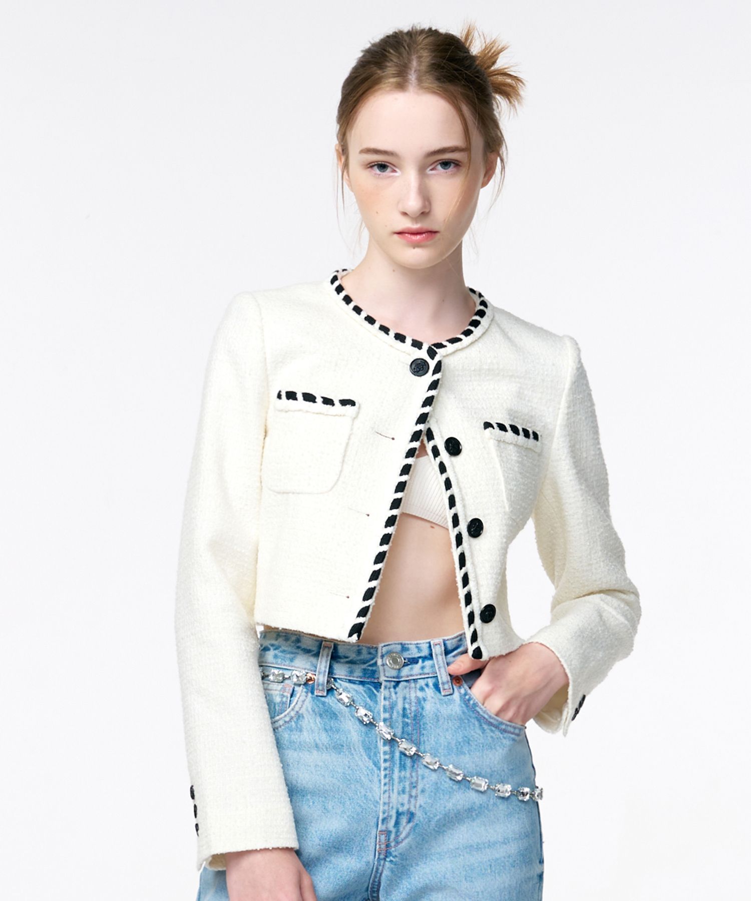 ジャケット ETMON CutOff Pocket Tweed Jacket, Ivory Etmon-Cut-Off Pocket Tweed Jacket, Ivory│삼성물산 온라인몰
