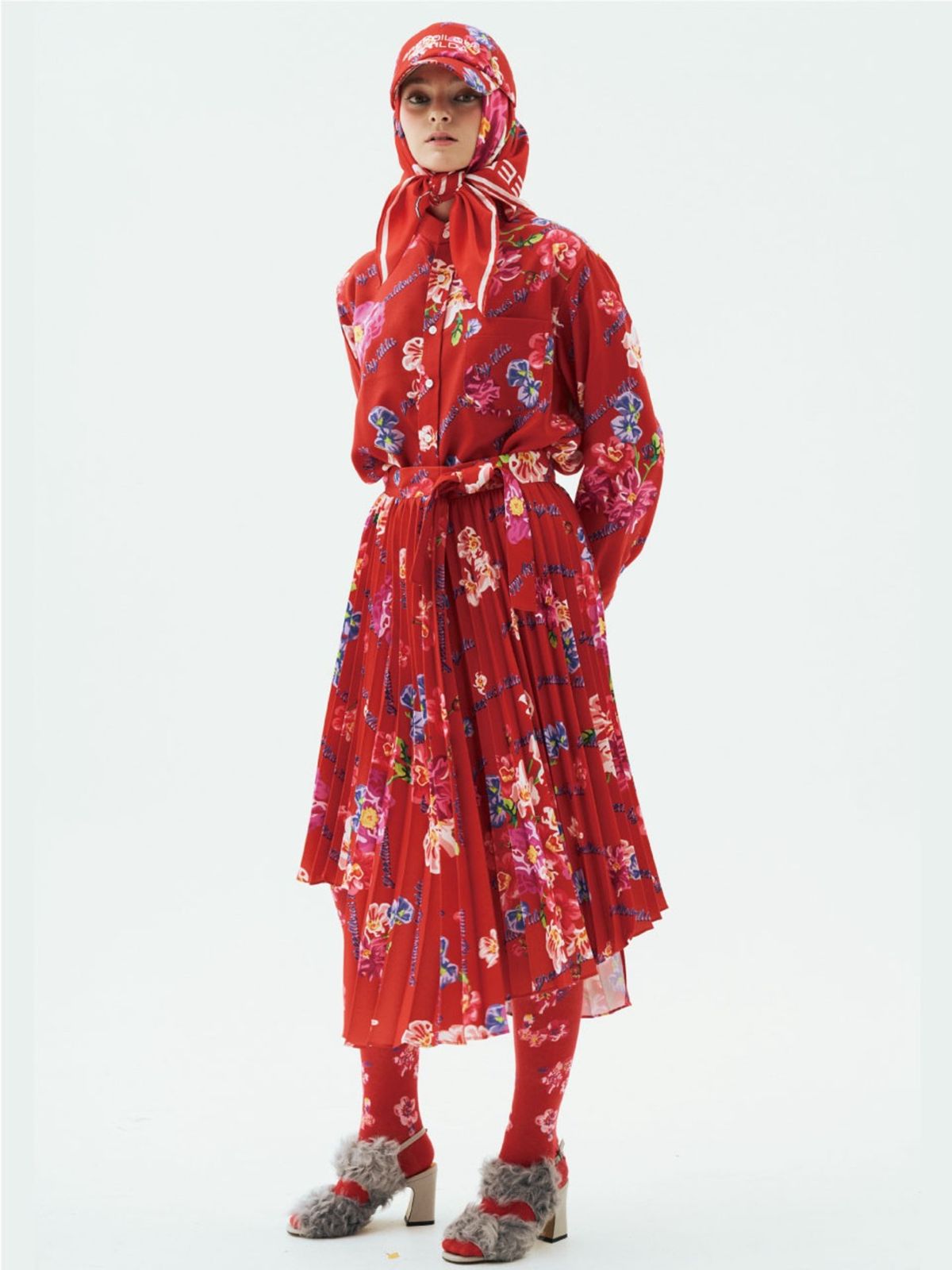 그리디어스(GREEDILOUS) Denim Floral print Ruffle Detail Skirt