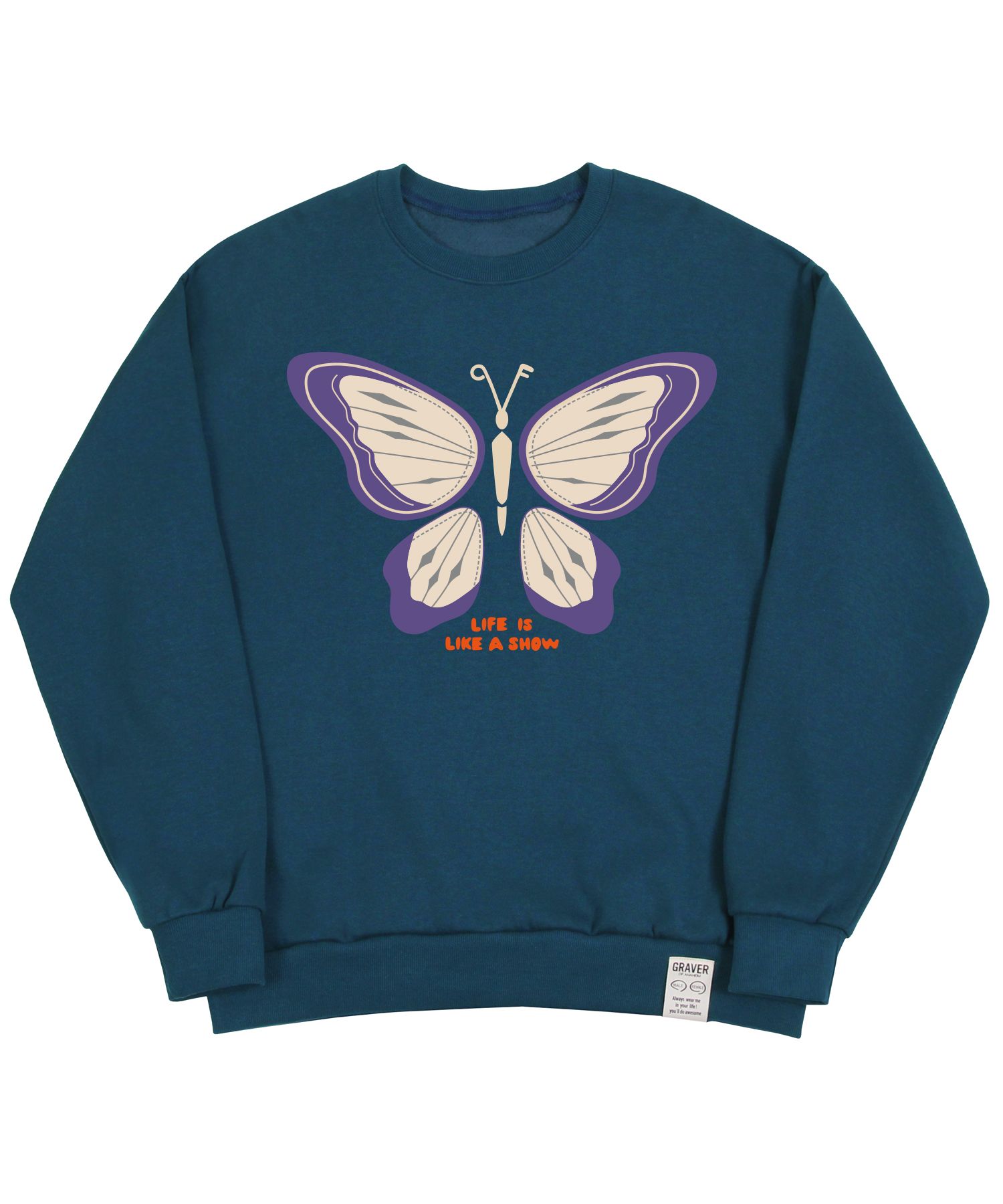 【GRAVER】22FW★ [UNISEX] Butterfly Sweatshirt MUSINSA | GRAVER [UNISEX] Butterfly Sweatshirt_Blue Green