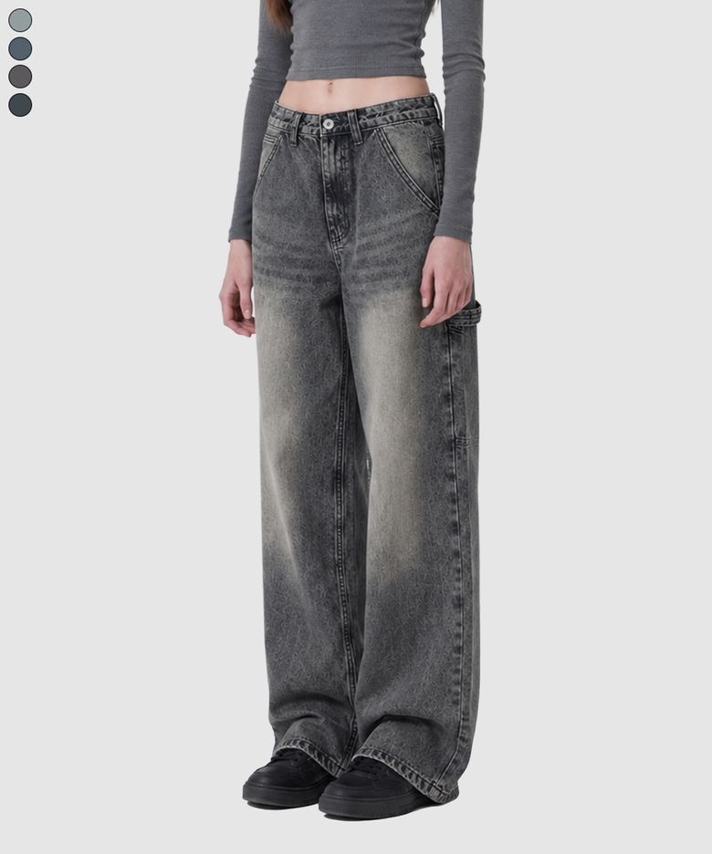 Index Carpenter Balloon Wide Washing Denim Pants 4 Color [BLBD_4028]