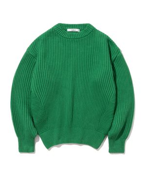 코튼 미니멀 라운드 니트 GREEN